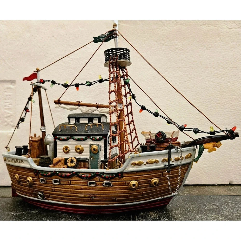 Carole Towne Seafarer Christmas Ship •Nautical Village Boat •Dual Power 2002
